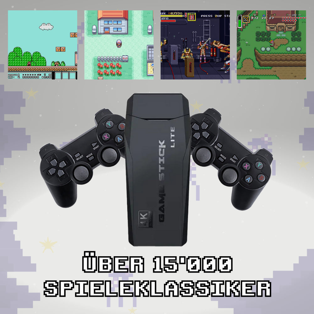 GameStick™ - 15'000 RETRO SPIELE + 2 KABELLOSE CONTROLLER